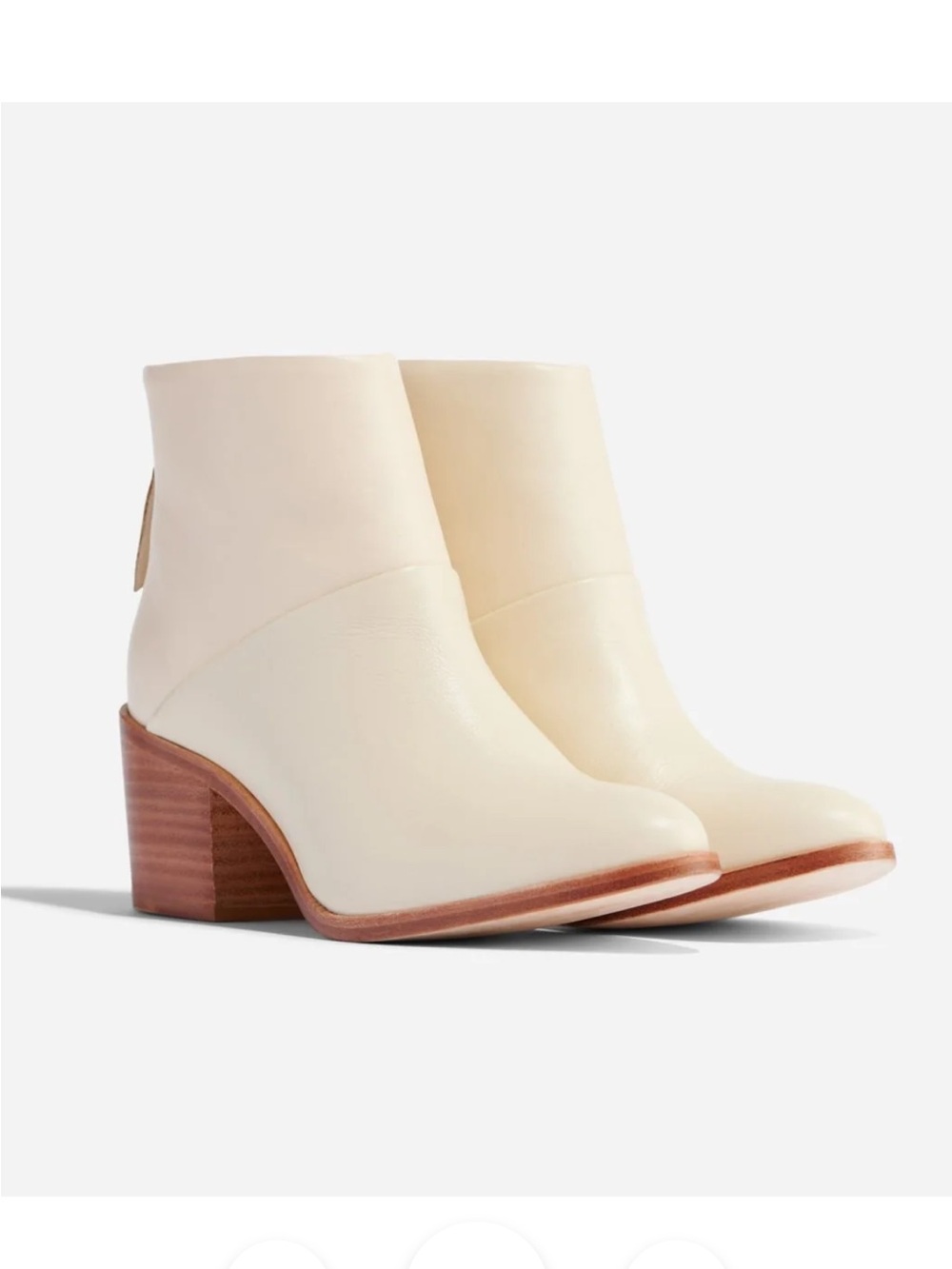 Nisolo Dari Leather Block Heel Booties in Bone